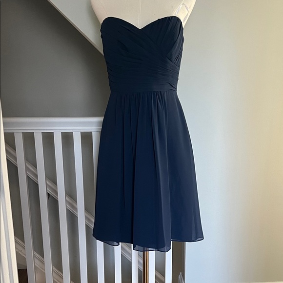 B2 Jasmine Dresses & Skirts - Classic Navy Strapless Chiffon Cocktail Dress